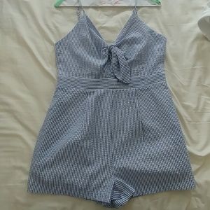 Everly Seersucker Jumper (Blue & White pinstriped)